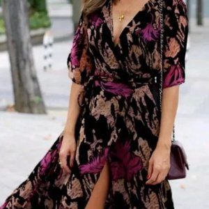 Zara velvet wrap dress